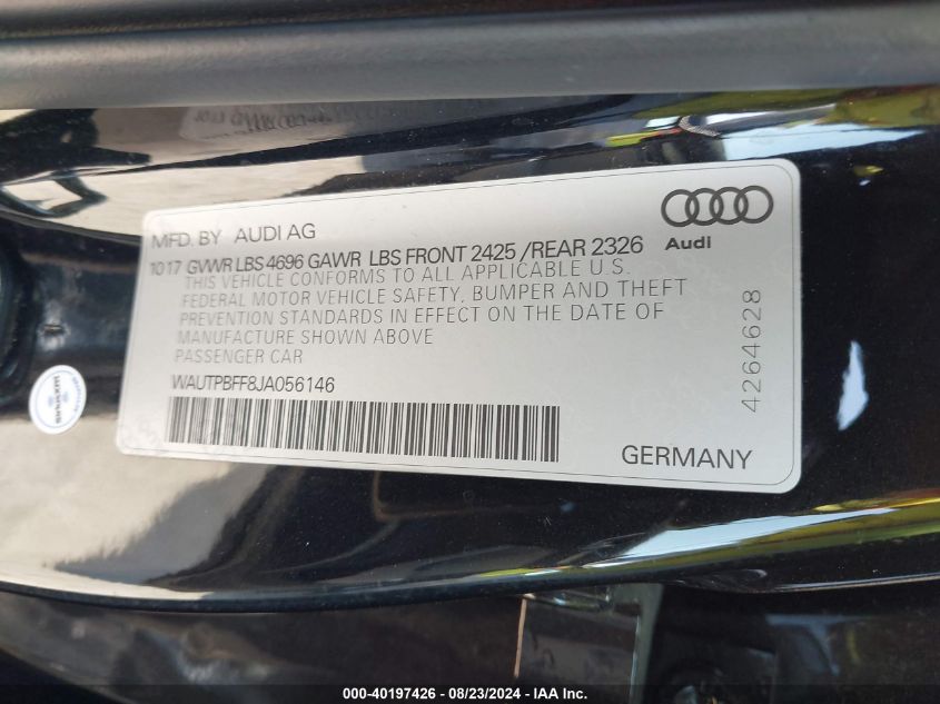 2018 AUDI A3 E-TRON 1.4T PREMIUM/1.4T TECH PREMIUM - WAUTPBFF8JA056146