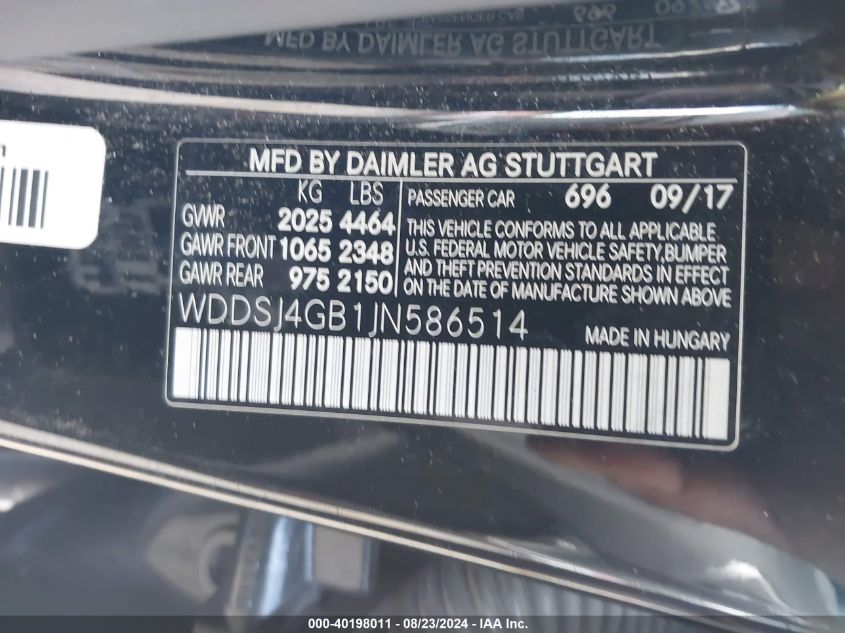 WDDSJ4GB1JN586514 2018 Mercedes-Benz Cla 250 4Matic