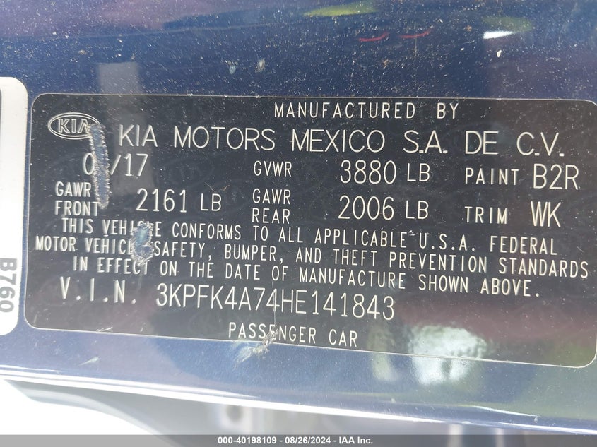 2017 KIA FORTE LX - 3KPFK4A74HE141843