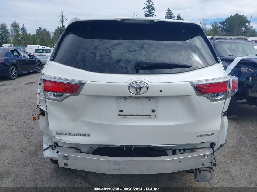 2016 Toyota Highlander Limited Platinum V6 VIN: 5TDYKRFH6GS185628 Lot: 40198238