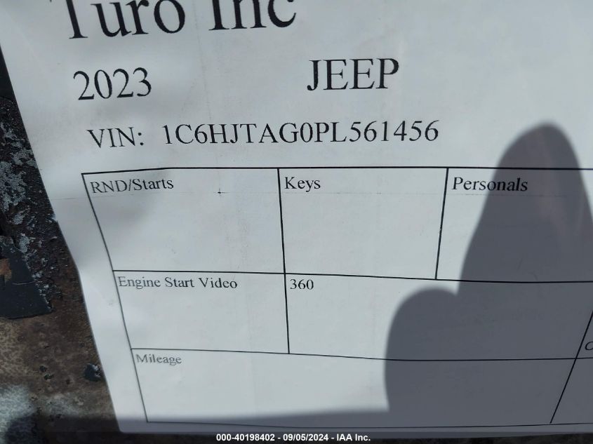 2023 Jeep Gladiator Sport S 4X4 VIN: 1C6HJTAG0PL561456 Lot: 40198402