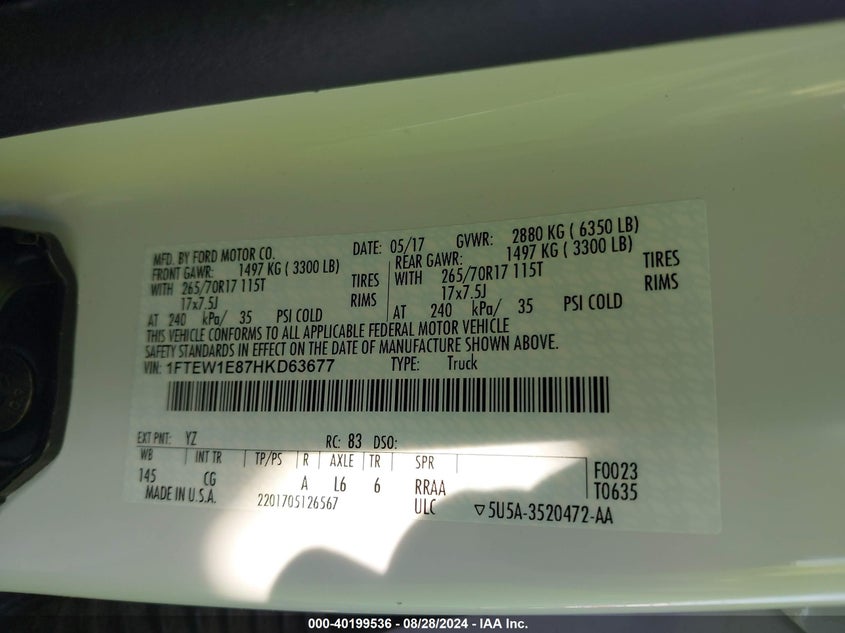 2017 FORD F-150 XL - 1FTEW1E87HKD63677