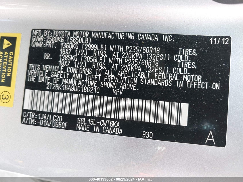 2013 LEXUS RX 350 - 2T2BK1BA9DC186210