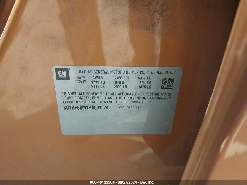 2017 CHEVROLET CRUZE PREMIER AUTO - 3G1BF6SM1HS591074