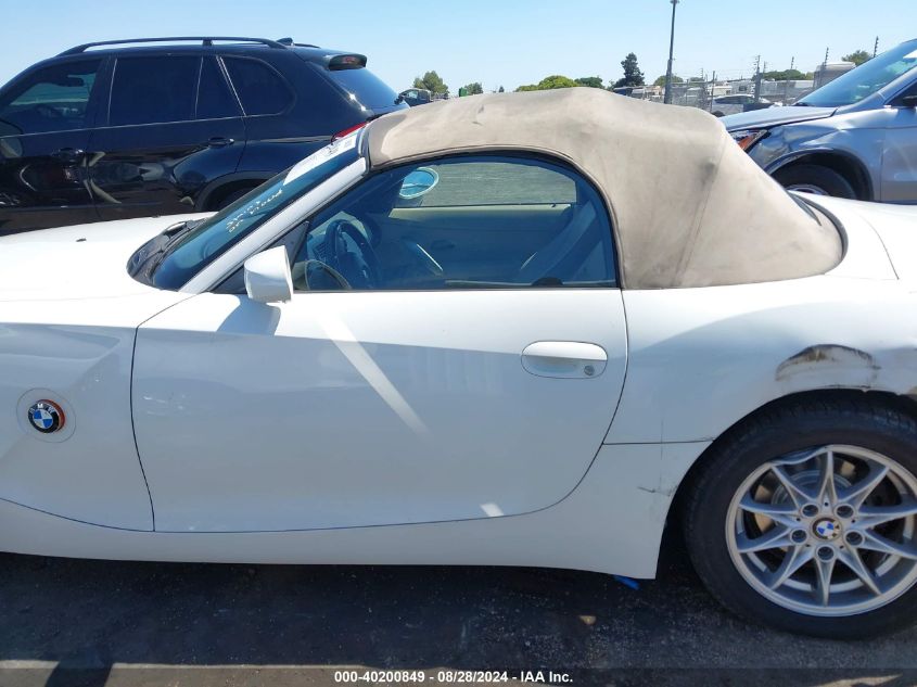 2004 BMW Z4 2.5I VIN: 4USBT335X4LS55276 Lot: 40200849