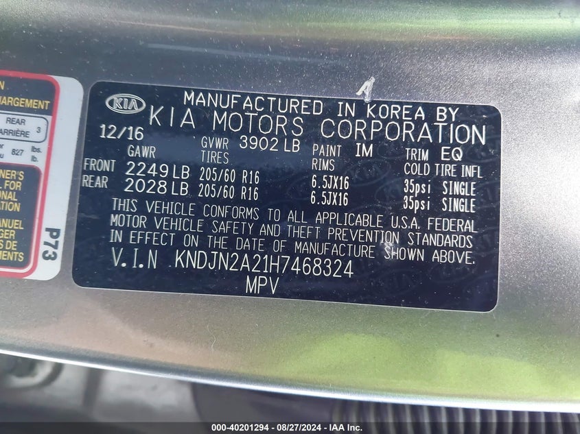 2017 KIA SOUL - KNDJN2A21H7468324