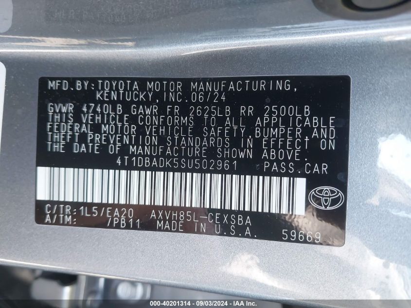 4T1DBADK5SU502961 2025 Toyota Camry Se