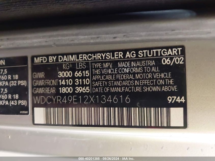 WDCYR49E12X134616 2002 Mercedes-Benz G 500