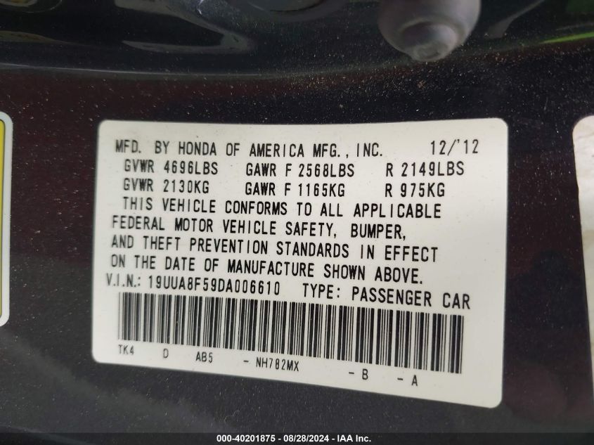 19UUA8F59DA006610 2013 Acura Tl 3.5