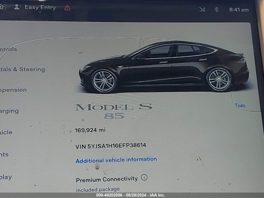 5YJSA1H16EFP38614 2014 Tesla Model S P85