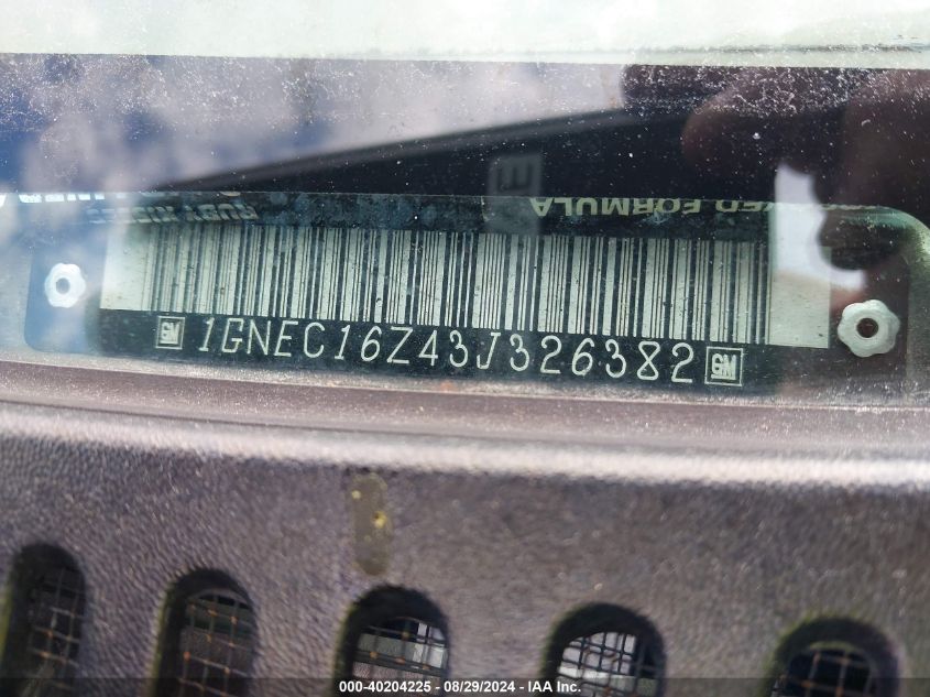 2003 Chevrolet Suburban 1500 Ls VIN: 1GNEC16Z43J326382 Lot: 40204225