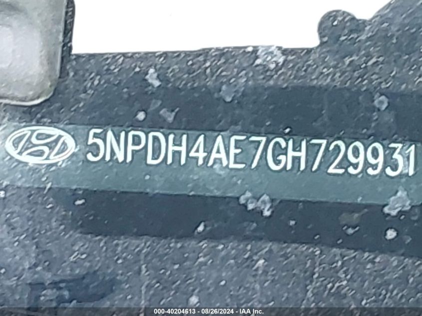2016 Hyundai Elantra Se VIN: 5NPDH4AE7GH729931 Lot: 40204613