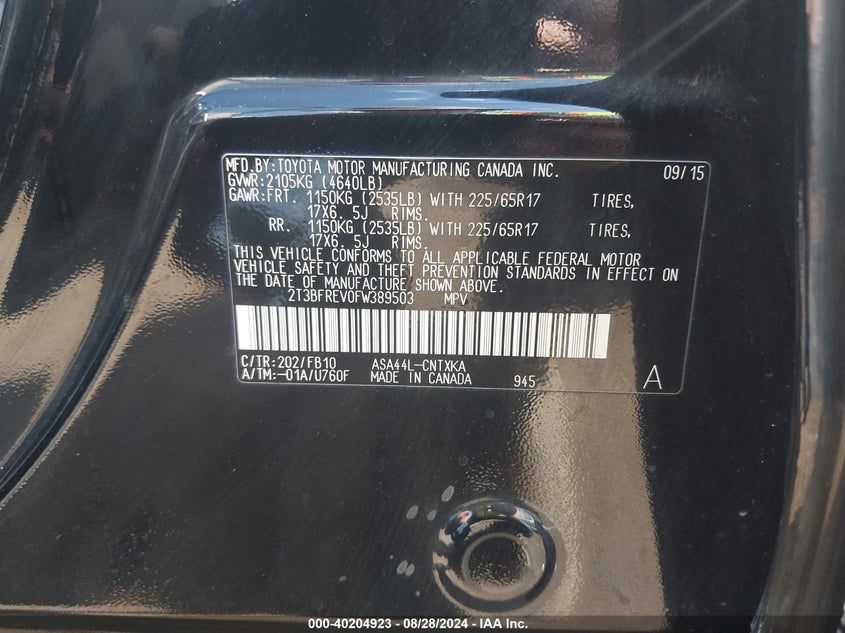 2015 TOYOTA RAV4 LE - 2T3BFREV0FW389503