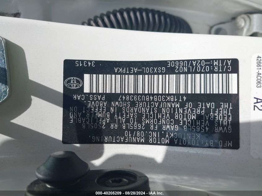 4T1BK3DB4BU393847 2011 Toyota Avalon Limited