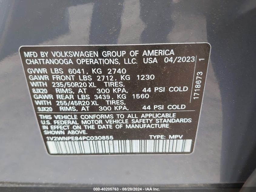 VIN 1V2WNPE84PC030855 2023 VOLKSWAGEN ID.4 AWD PRO S