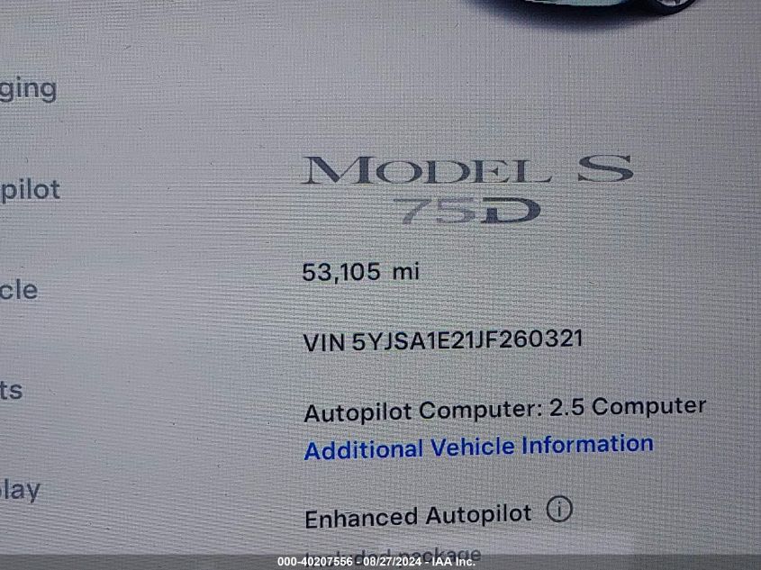 5YJSA1E21JF260321 2018 Tesla Model S 100D/75D/P100D