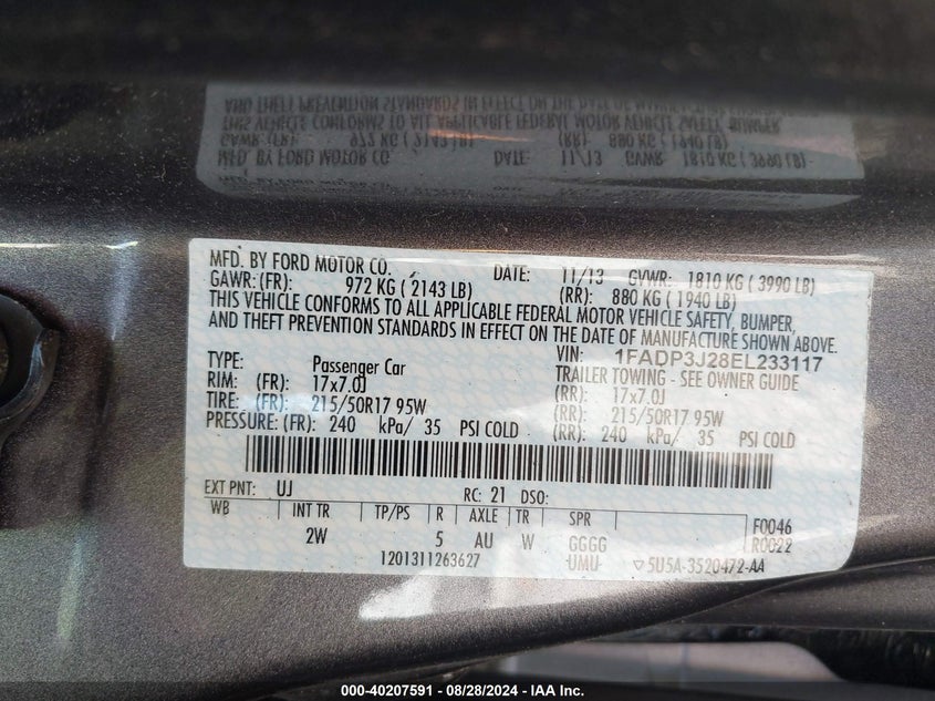 2014 FORD FOCUS TITANIUM - 1FADP3J28EL233117