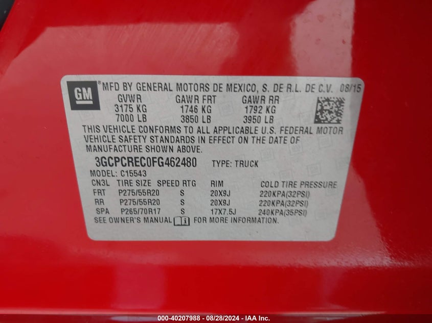 2015 CHEVROLET SILVERADO 1500 1LT - 3GCPCREC0FG462480