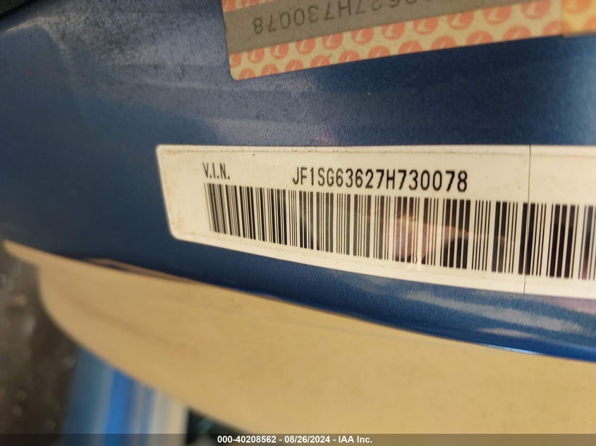2007 Subaru Forester 2.5X VIN: JF1SG63627H730078 Lot: 40208562