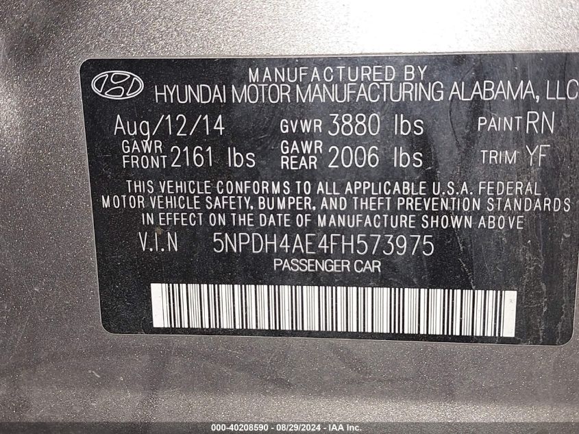 2015 HYUNDAI ELANTRA SE - 5NPDH4AE4FH573975