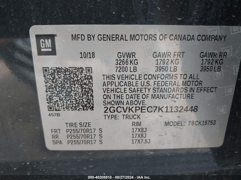 2GCVKPEC7K1132448 2019 Chevrolet Silverado 1500 Ld Lt