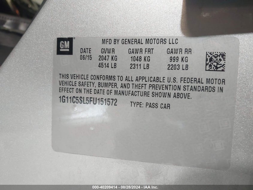 2015 CHEVROLET MALIBU 1LT - 1G11C5SL5FU151572