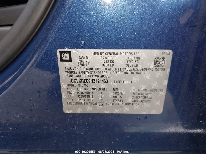 2017 CHEVROLET SILVERADO 1500 1LT - 1GCVKREC9HZ121463