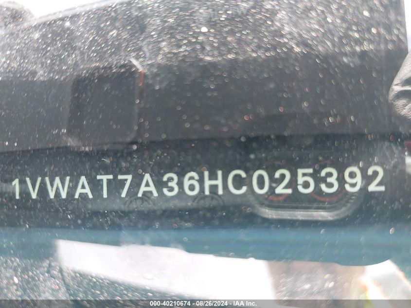 2017 Volkswagen Passat 1.8T S VIN: 1VWAT7A36HC025392 Lot: 40210674