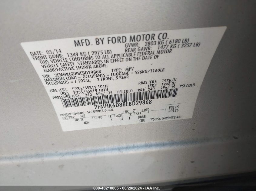 2FMHK6D88EBD29868 2014 Ford Flex Limited