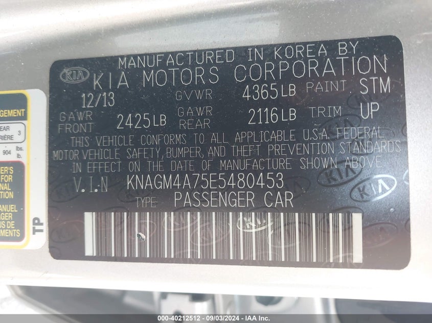 2014 KIA OPTIMA LX - KNAGM4A75E5480453