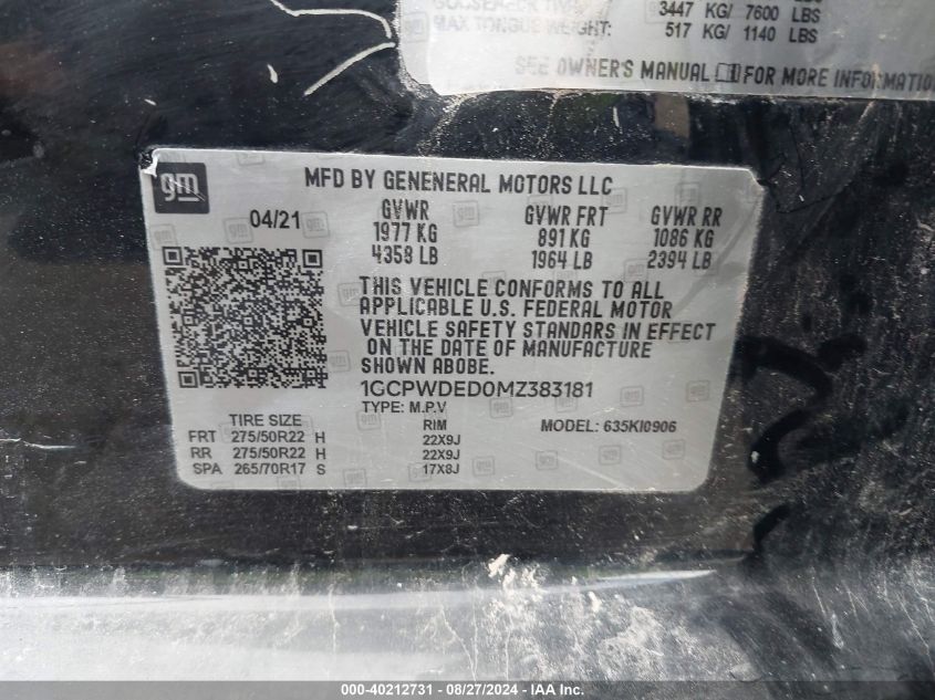 2021 CHEVROLET SILVERADO 1500 VIN: 3GCPWDED7MG154321