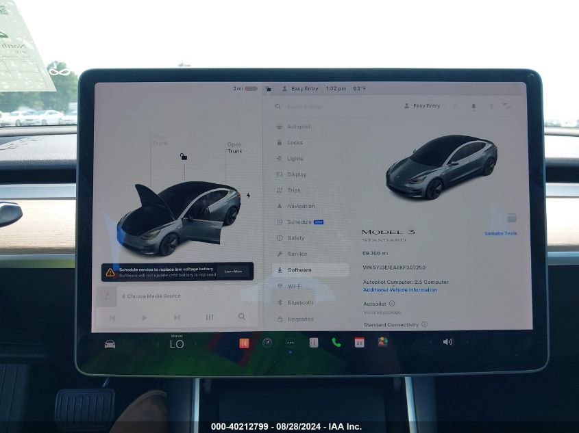 2019 Tesla Model 3 Long Range/Mid Range/Standard Range/Standard Range Plus VIN: 5YJ3E1EA8KF307250 Lot: 40212799