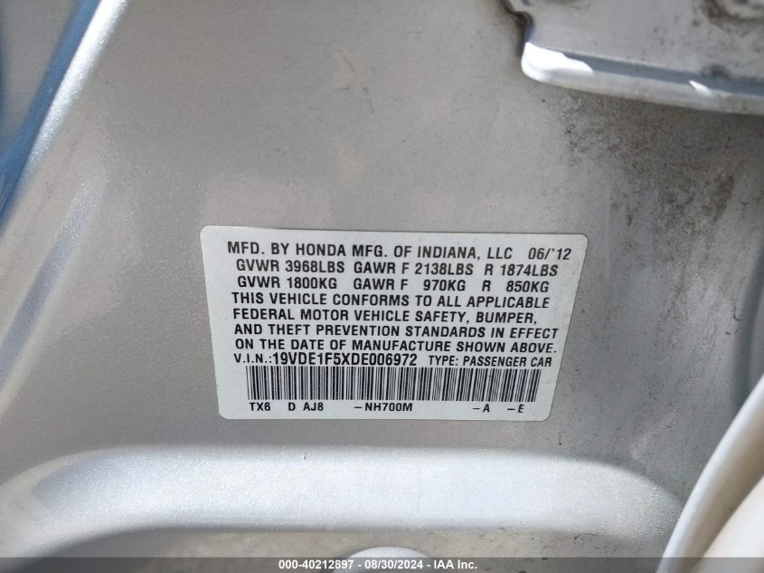 19VDE1F5XDE006972 2013 Acura Ilx 2.0L