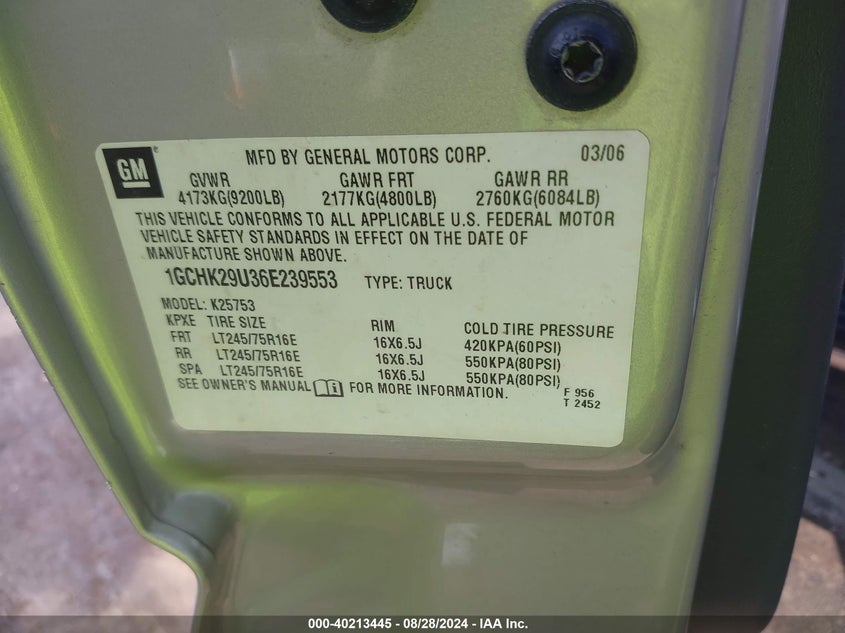 1GCHK29U36E239553 2006 Chevrolet Silverado 2500Hd Work Truck