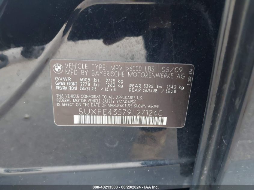 5UXFE43579L271240 2009 BMW X5 xDrive30I