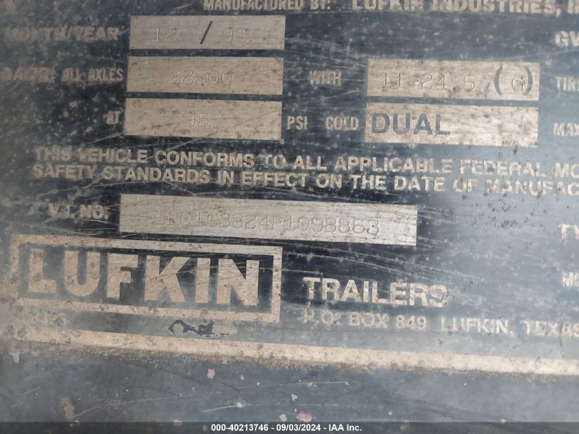 1993 Lufkin Industries Dump VIN: 1L01C3824P1098863 Lot: 40213746