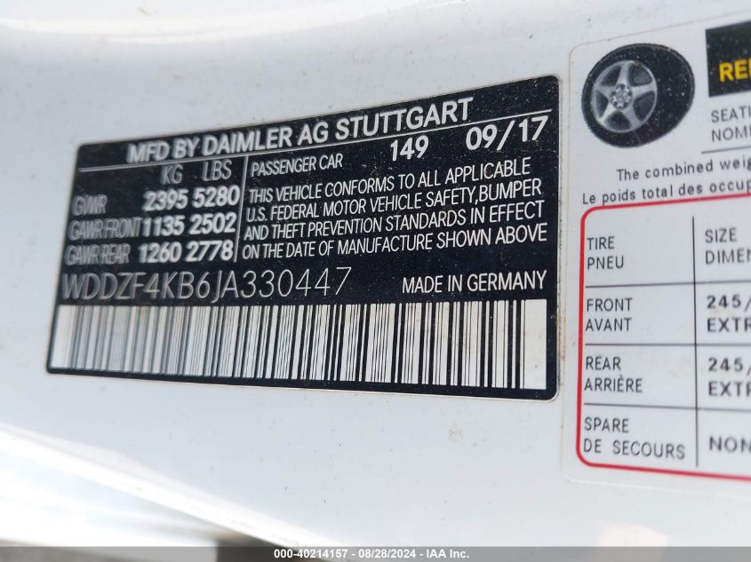 WDDZF4KB6JA330447 2018 Mercedes-Benz E 300 4Matic