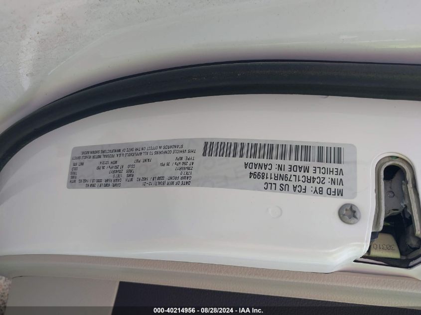 2022 Chrysler Pacifica Hybrid Touring L VIN: 2C4RC1L79NR118994 Lot: 40214956