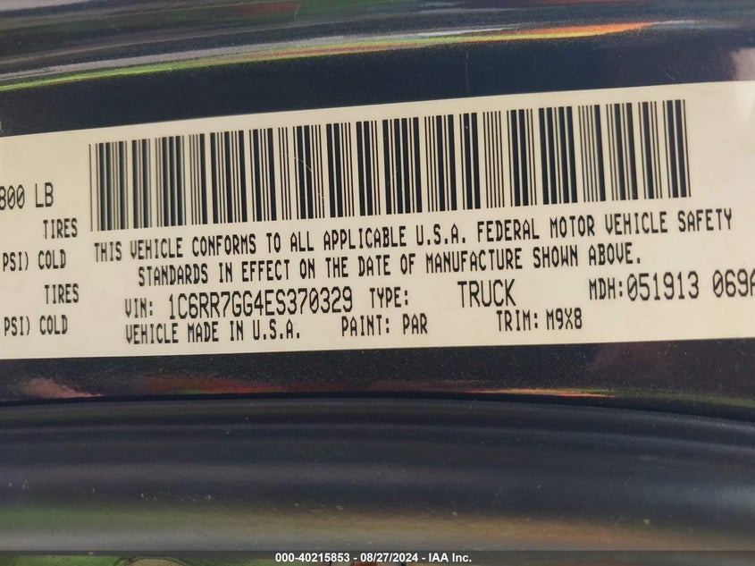 2014 Ram 1500 Outdoorsman VIN: 1C6RR7GG4ES370329 Lot: 40215853