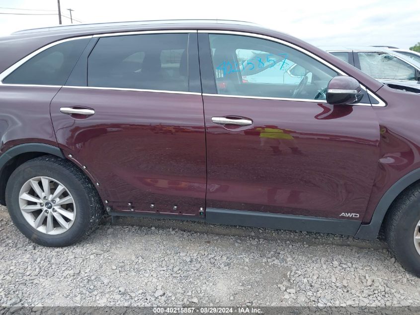 2019 Kia Sorento 2.4L Lx VIN: 5XYPGDA34KG569733 Lot: 40215857