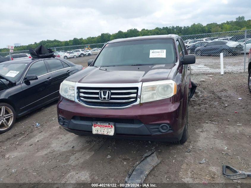 2013 Honda Pilot Lx VIN: 5FNYF4H28DB085952 Lot: 40216122