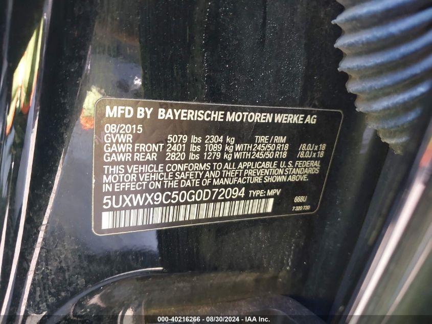 5UXWX9C50G0D72094 2016 BMW X3 xDrive28I