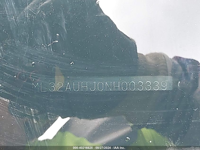 2022 Mitsubishi Mirage Es/Le VIN: ML32AUHJ0NH003339 Lot: 40216625