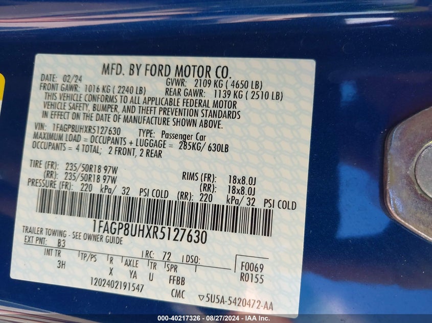 2024 FORD MUSTANG ECOBOOST PREMIUM - 1FAGP8UHXR5127630