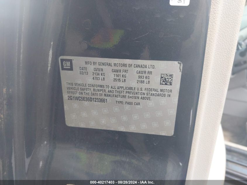2013 Chevrolet Impala Ltz VIN: 2G1WC5E36D1233661 Lot: 40217403