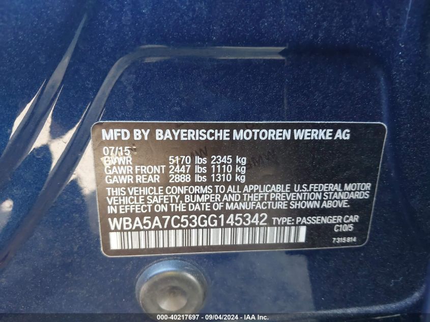 WBA5A7C53GG145342 2016 BMW 528I xDrive