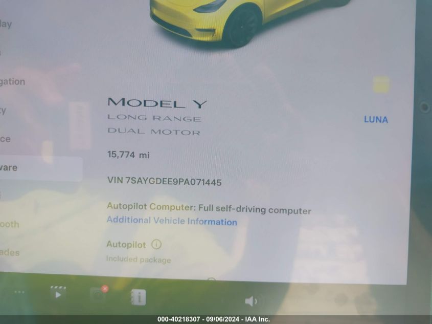 2023 TESLA MODEL Y AWD/LONG RANGE DUAL MOTOR ALL-WHEEL DRIVE - 7SAYGDEE9PA071445