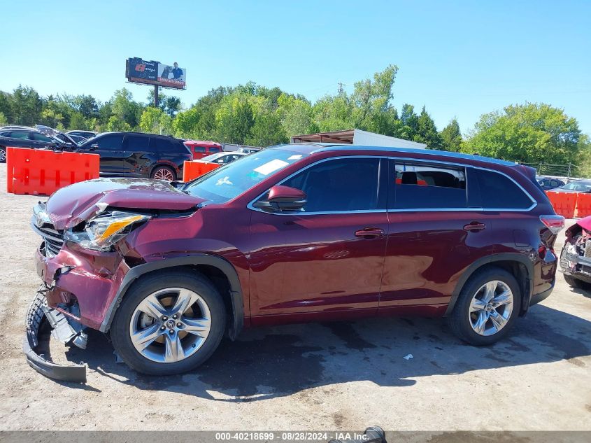 2016 Toyota Highlander Limited Platinum V6 VIN: 5TDDKRFH1GS323218 Lot: 40218699