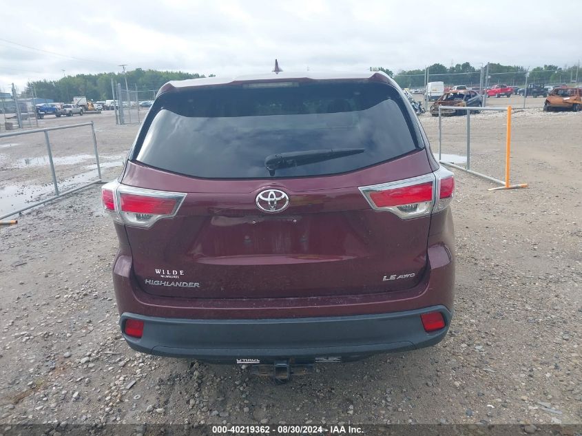 2016 Toyota Highlander Le Plus V6 VIN: 5TDBKRFH6GS314652 Lot: 40219362