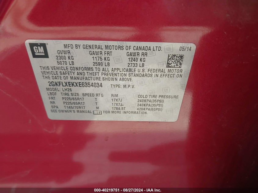 2014 GMC TERRAIN SLT-1 - 2GKFLXEKXE6354034